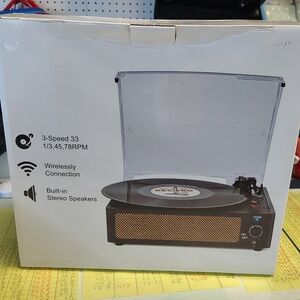 Wireless Turntable with Built-in Stereo Speakers - Black
